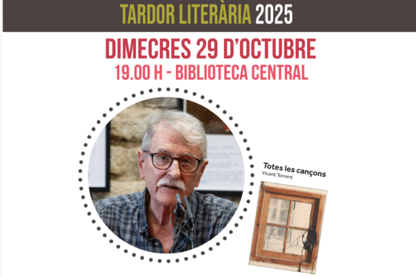 La Biblioteca Central de Gandia acoge mañana una nueva cita de la Tardor Literària con Vicent Torrent